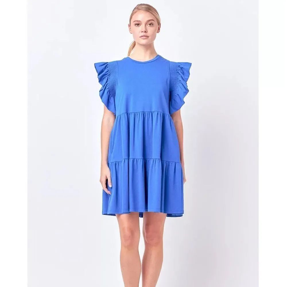Like New English Factory Women's Knit Ruffled Mini Dress